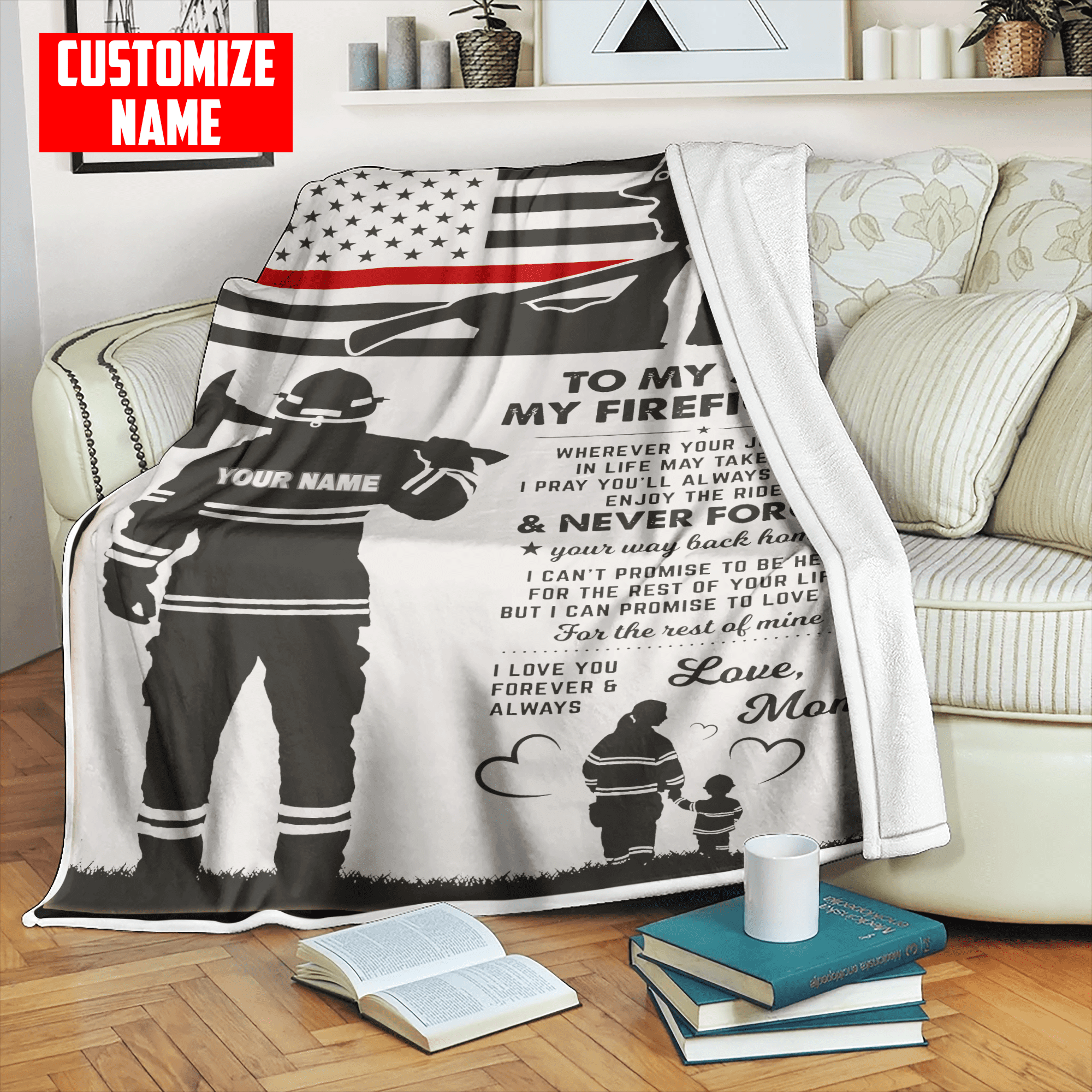 Tmarc Tee Customize Name Firefighter Blanket