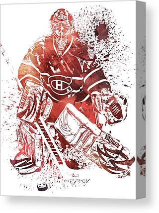 Carey Price Montreal Canadiens Water Color Pixel Art 1 Joe Hamilton Canvas Print