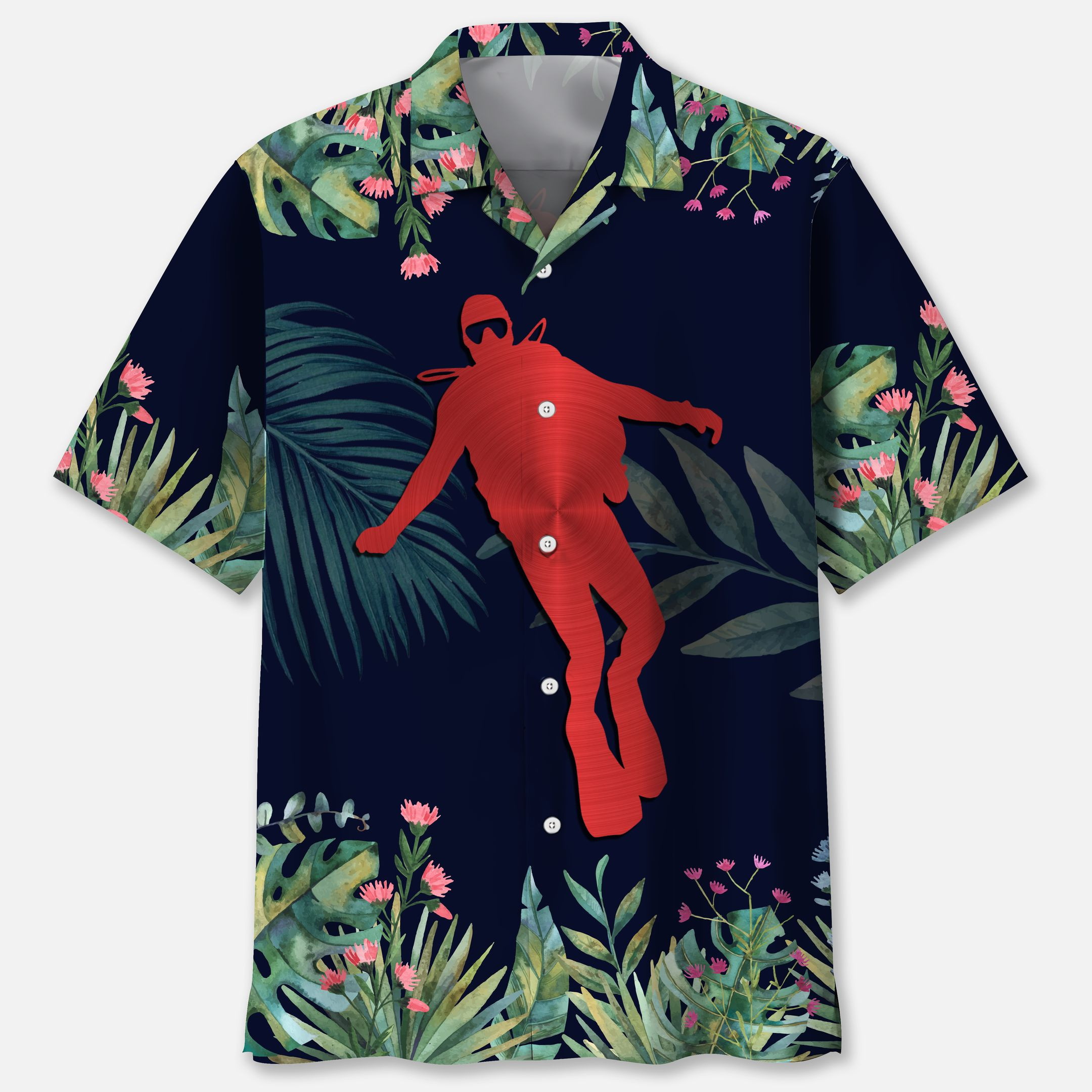 Scuba Diving Tropical Leaf Hawaiian Shirt Ha62367