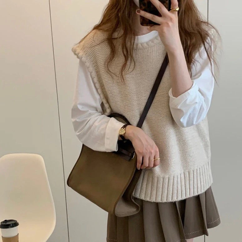 Sweater Vest Women O-neck Solid Autumn Fashionable Female Leisure Knitwear Preppy Style Loose Soft Cozy Sweaters Harajuku Tops alx