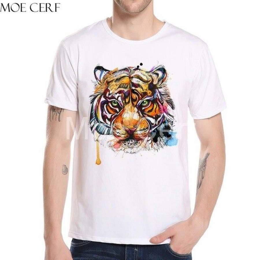 Watercolor Animal Graphics Printed Tops Novelty Casual Men T shirt 3D Print