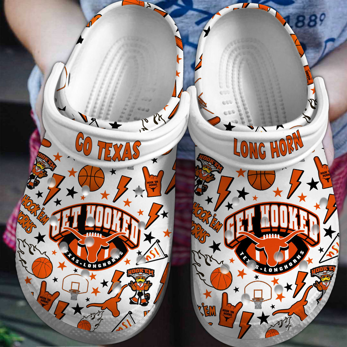 Texas Longhorns NCAA Sport Crocs Crocband Clogs Shoes Comfortable For Men Women and Kids