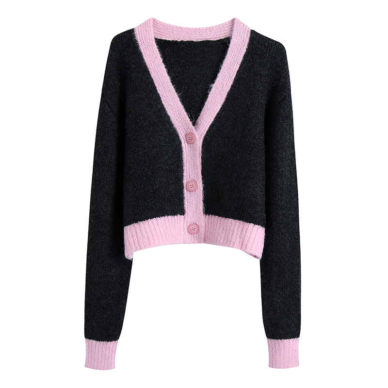 2021 Women Autumn Fashion Single Breasted Cropped Cardigan Knitted Sweater Vintage V Neck Long Sleeve Female Casual Outerwear alx