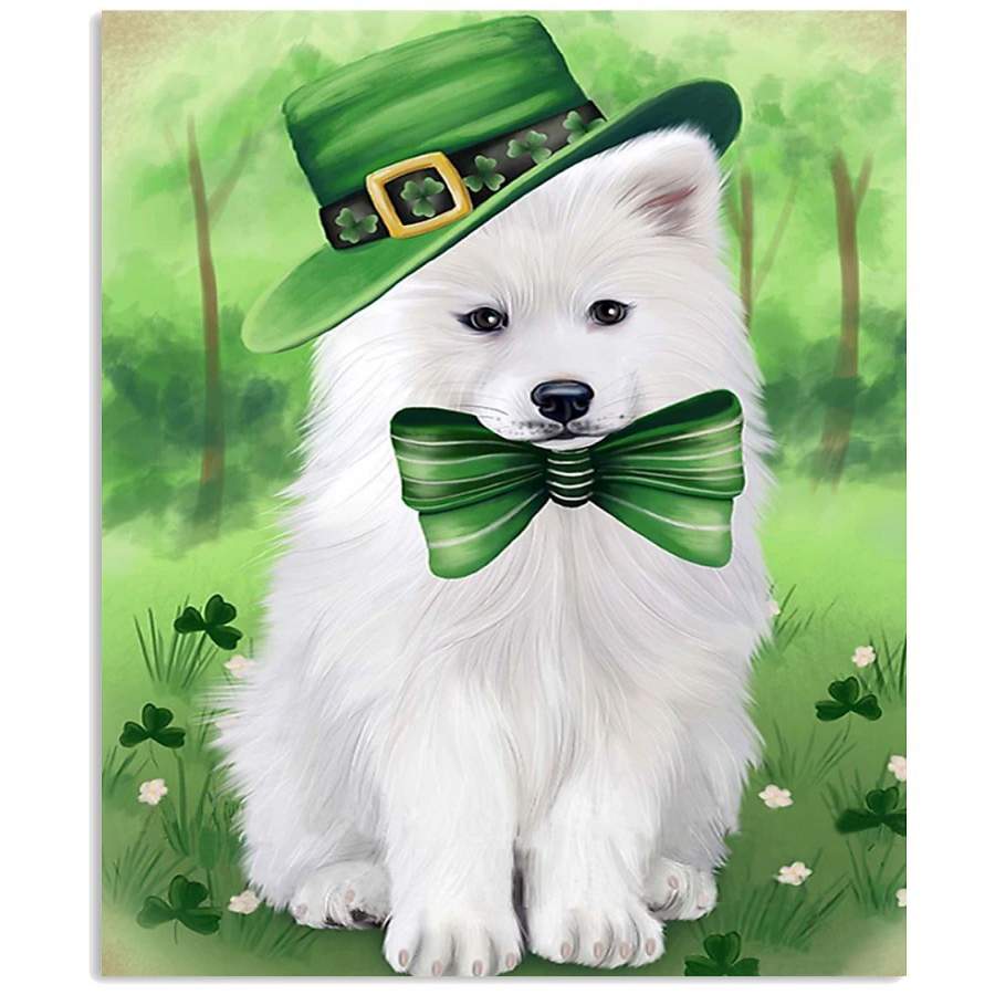 Samoyed Puppy Shamrock For St.Patrick’s Day Vertical Poster