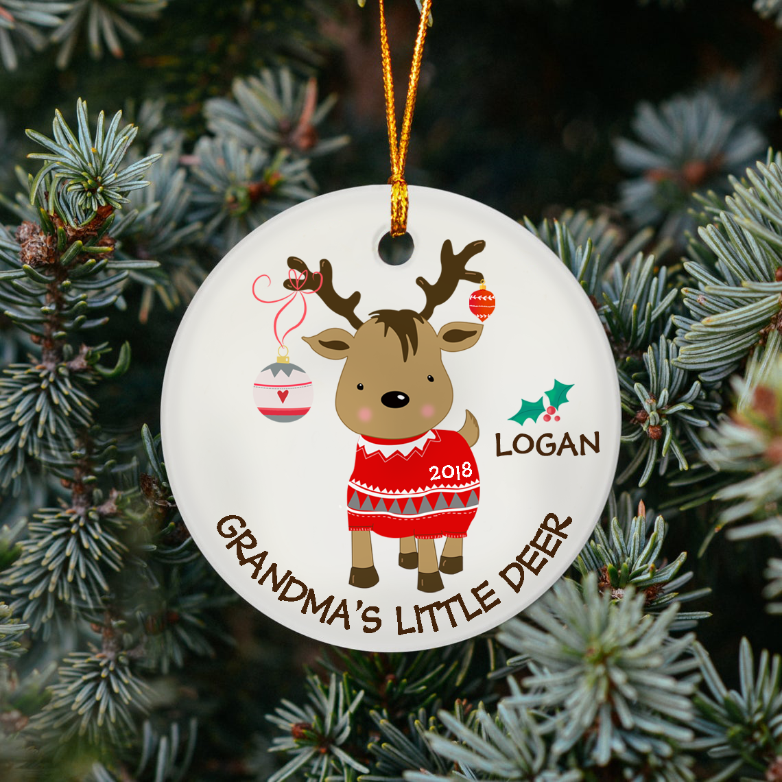 Grandma’S Little Deer Christmas V1 Ornament