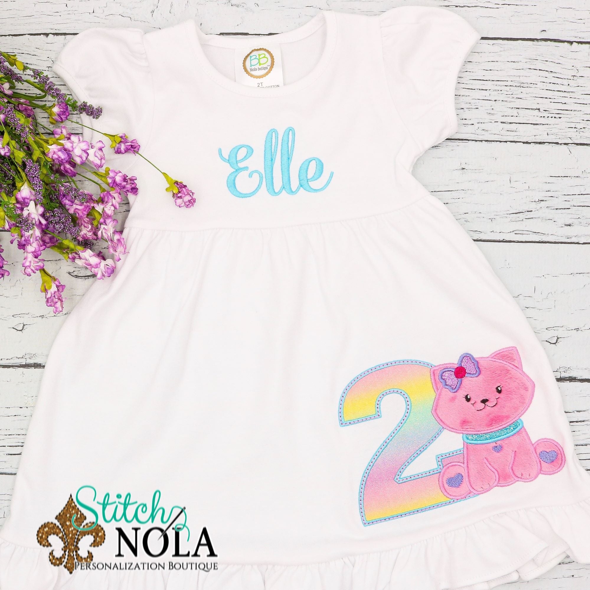 Personalized Birthday Kitten Appliqué Shirt