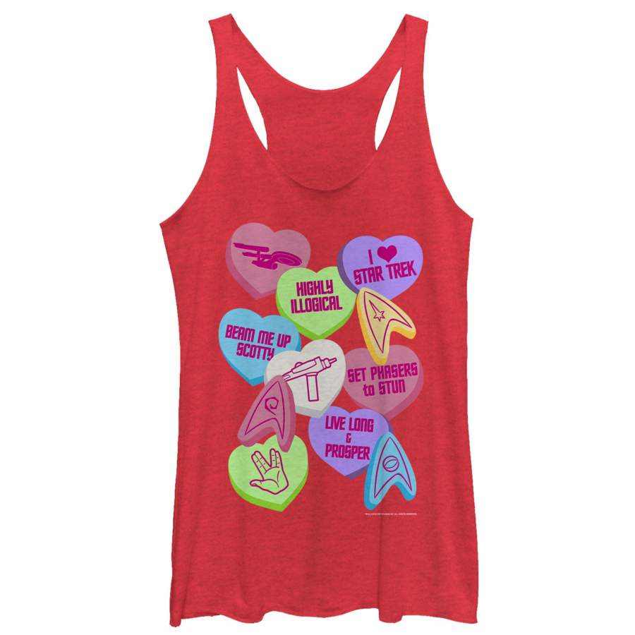 Star Trek Women’s Valentine’s Starfleet Candy Hearts  Racerback Tank