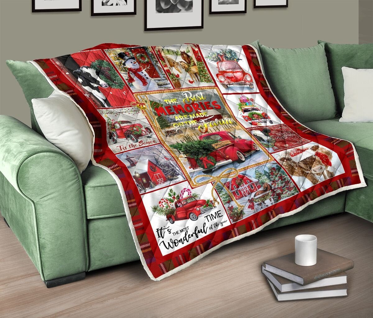 The Best Memories Are On The Farm Quilt Blanket Christmas Gift