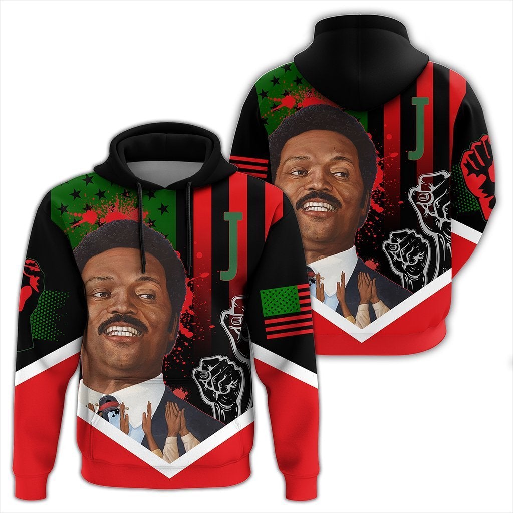 Wonderprint Hoodie – African American Flag Jesse Jackson Hoodie