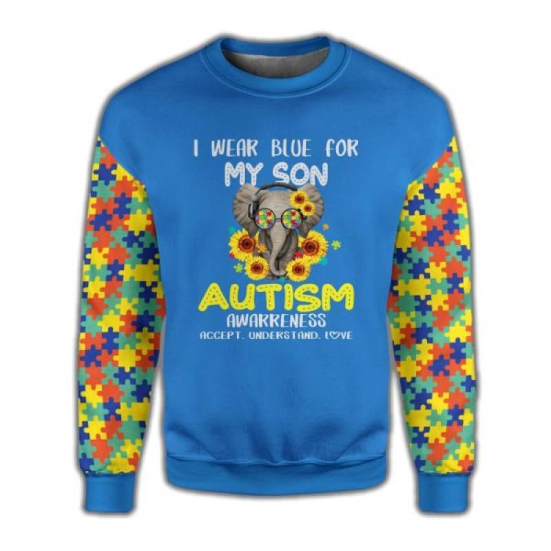 I Wear Blue For My Son Elephant Autism 3d hoodie, sweatshirt and shirt – Saleoff 3003208