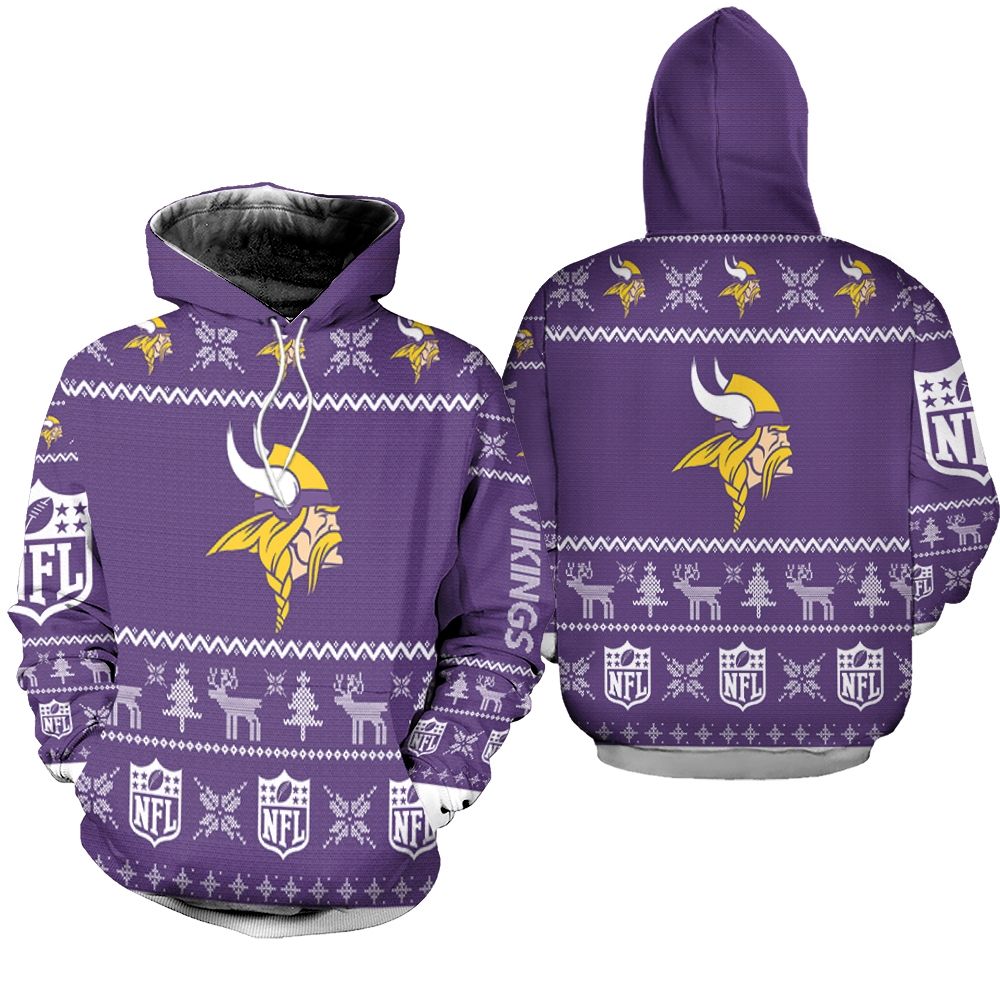 Minnesota Vikings Ugly Sweatshirt Christmas 3D Hoodie