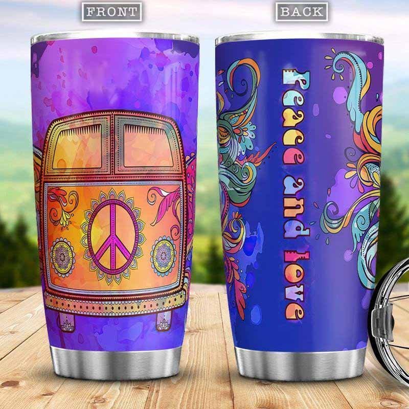 Peace And Love Hippie Bus Tumbler Gifts For Birthday