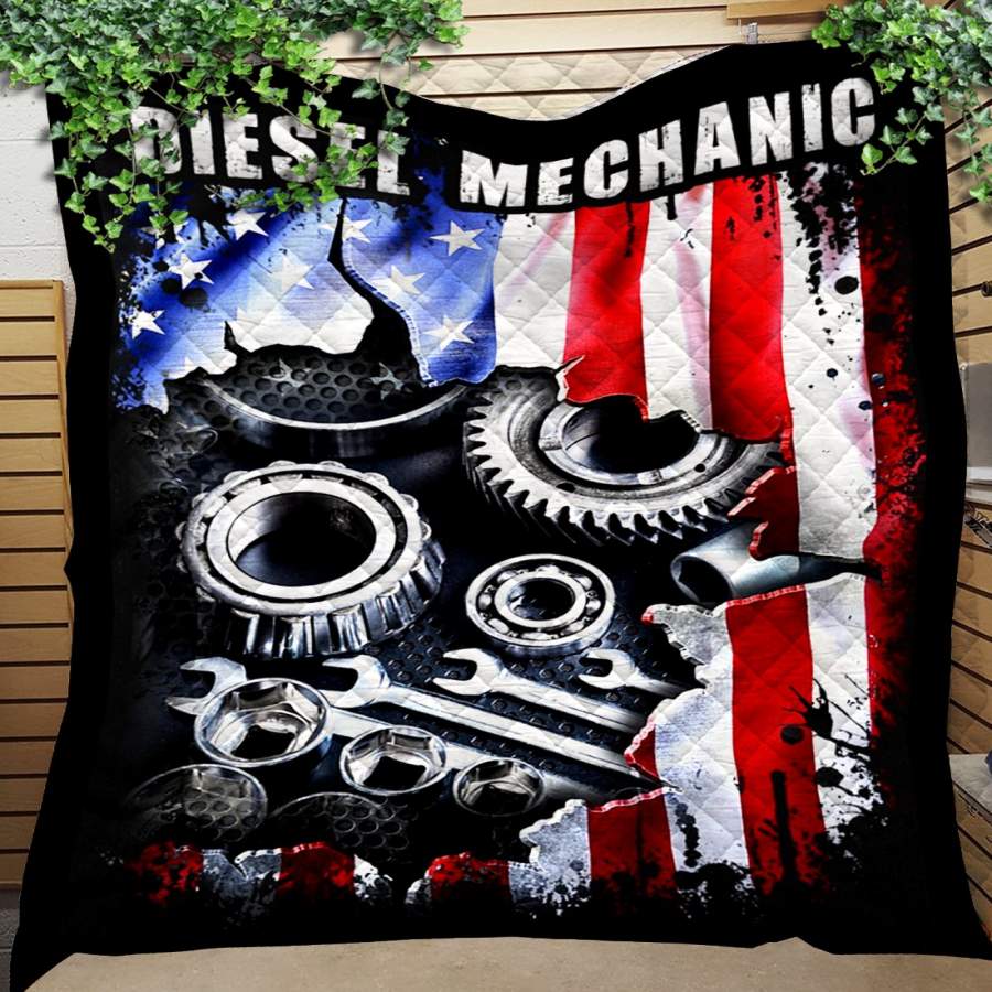 Custom Blanket Diesel Mechanic Quilt Blanket – Gift For Dad – Quilt Blanket