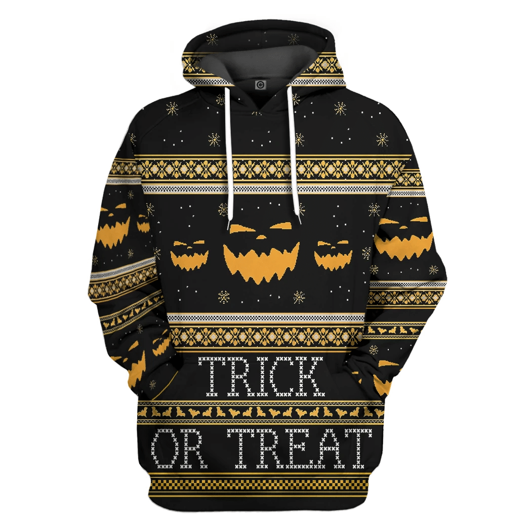 Flowermoonz 3D Ugly Halloween Trick Or Treat Custom Hoodie Tshirt Apparel