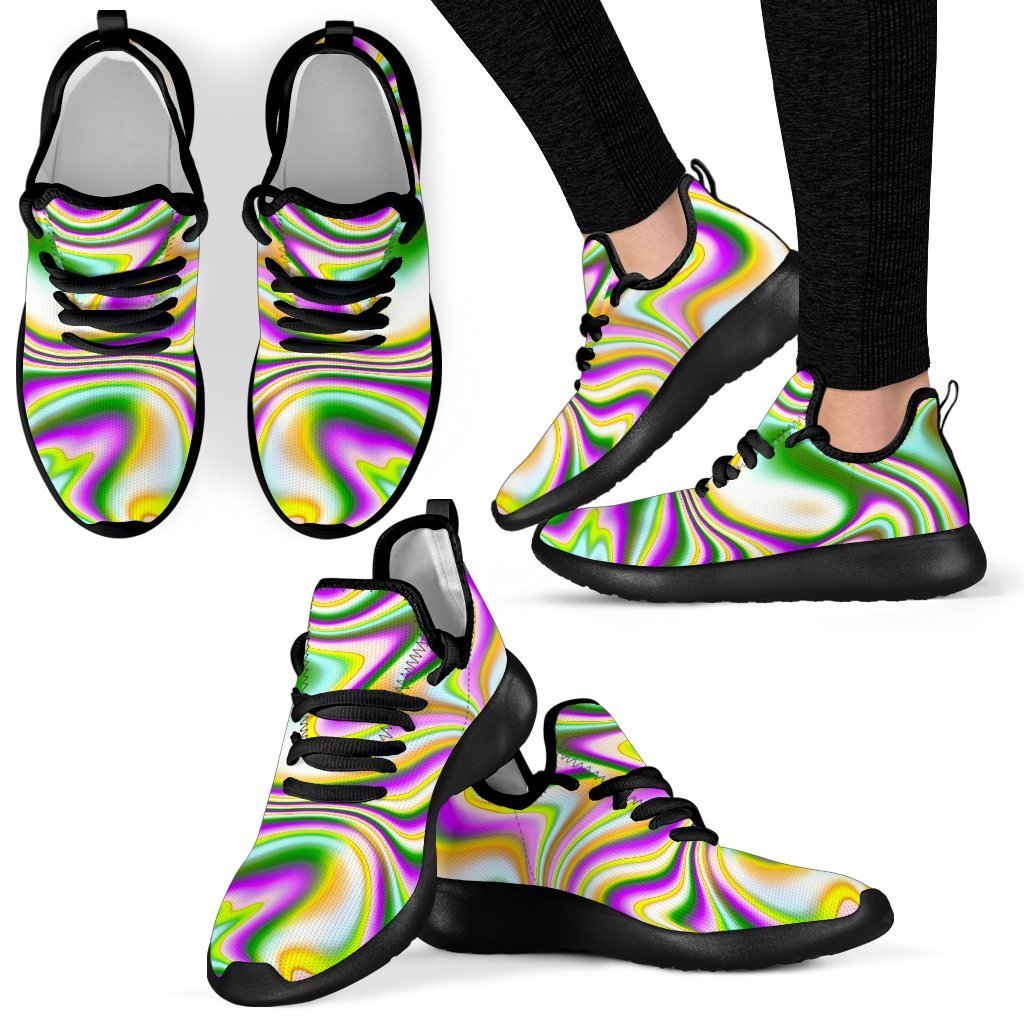 Abstract Holographic Liquid Trippy Print Mesh Knit Shoes