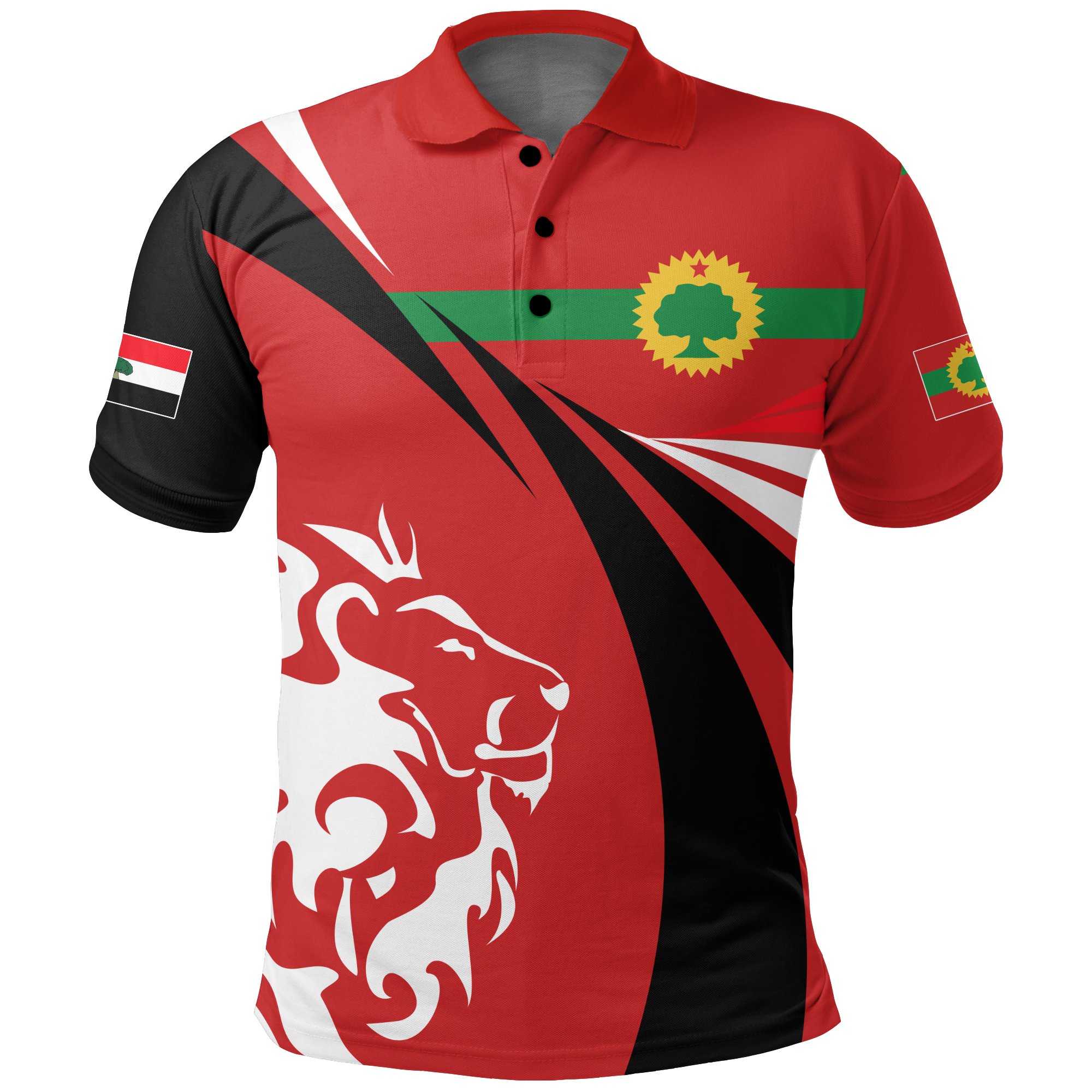 1stTheWorld Oromia Polo Shirt, Oromia Swirly Lion Flag A10