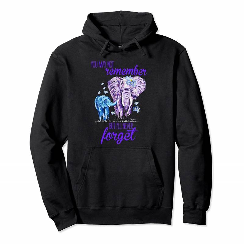 Purple Elephant Cool Alzheimer Awareness Gift Mom Dad Gift Pullover Hoodie