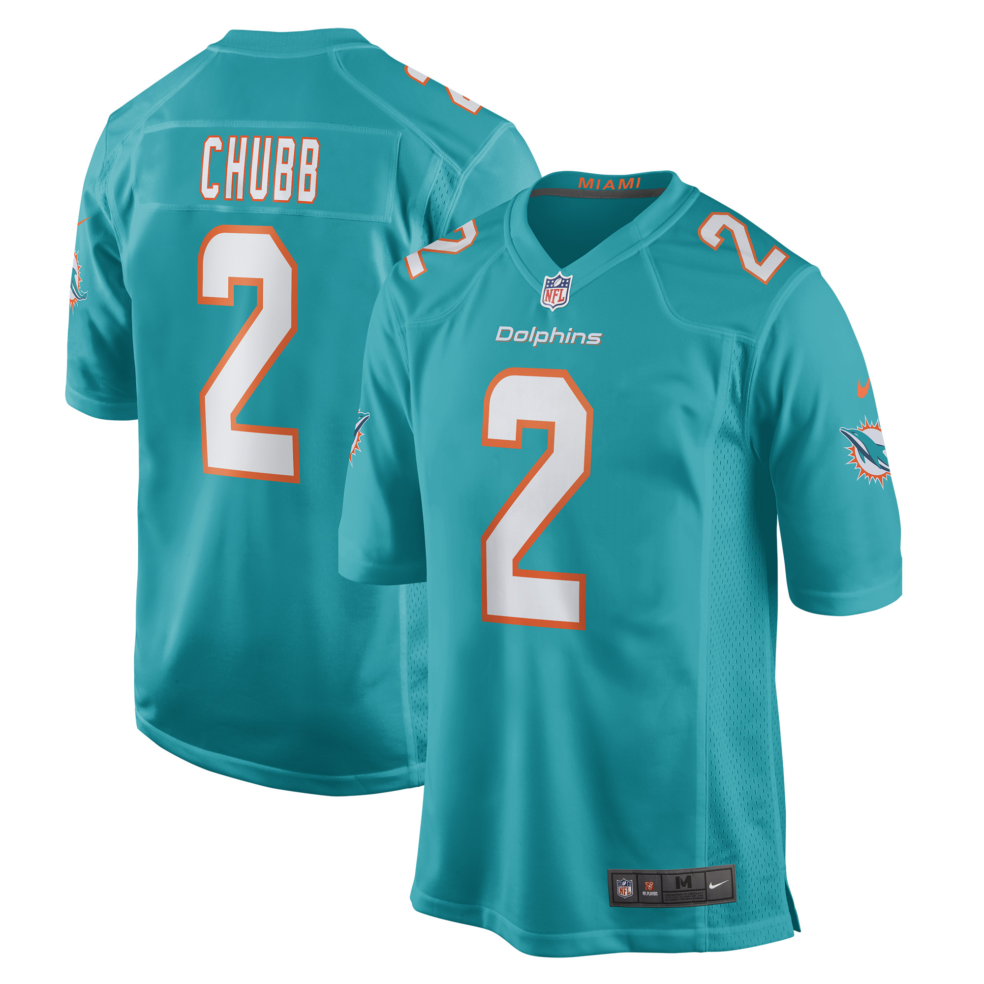 Men’s Miami Dolphins Bradley Chubb Aqua Game Player Jersey