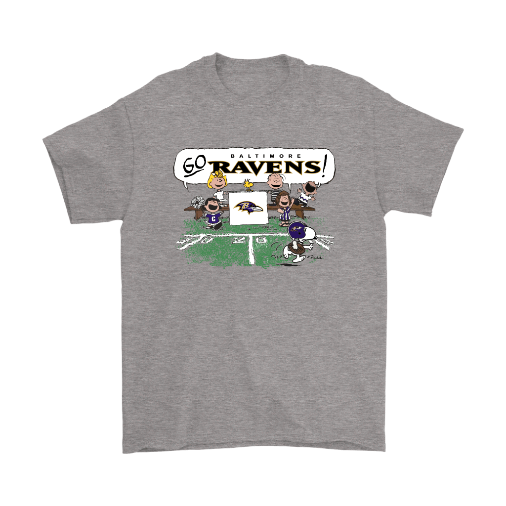 Discover Cool The Peanuts Cheering Go Snoopy Baltimore Ravens Shirts