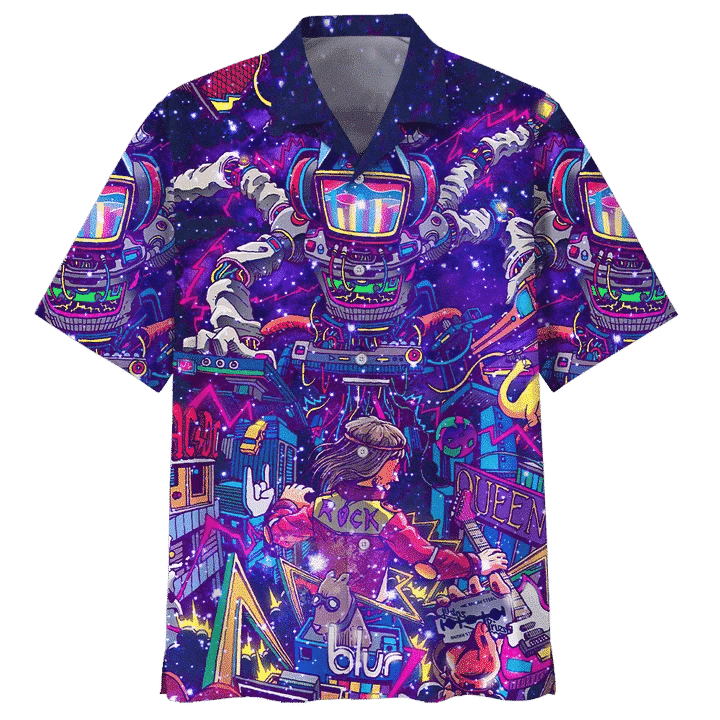 Lets Play Rock And Roll Through The Space Hawaii Shirt Unisex Adult Ha10427