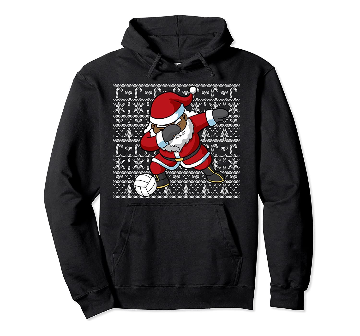 Volleyball Christmas Black African American Dabbing Santa Pullover Hoodie, T-Shirt, Sweatshirt, Tank Top, Racerback, Dolman