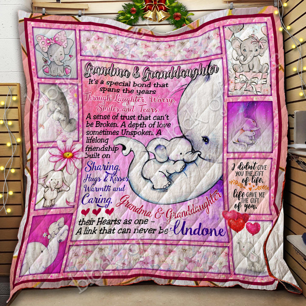 Holiday Gift – Grandma And Granddaughter  Elephant  Cutie In Pink  Quilt Blanket