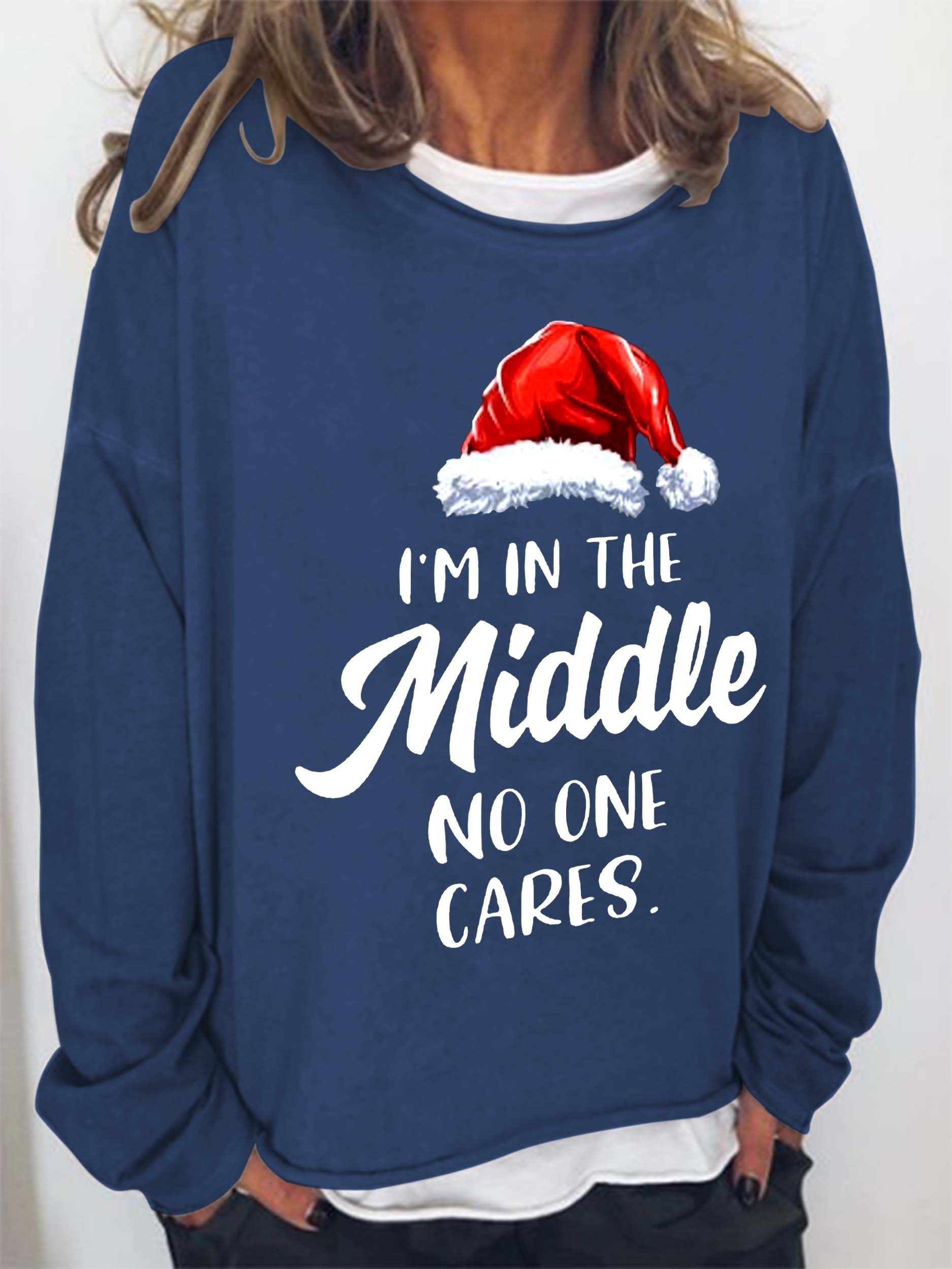 Women Middle No One Cares Long Sleeve Top
