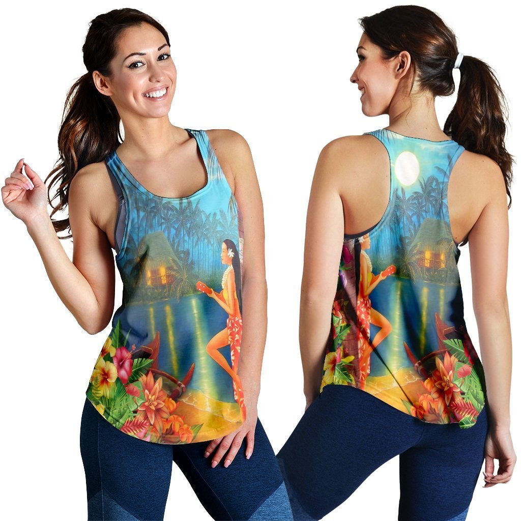 Hawaii Hula Girl Sing In Aboriginal Village Aat Night Racerback Tank Ha28954