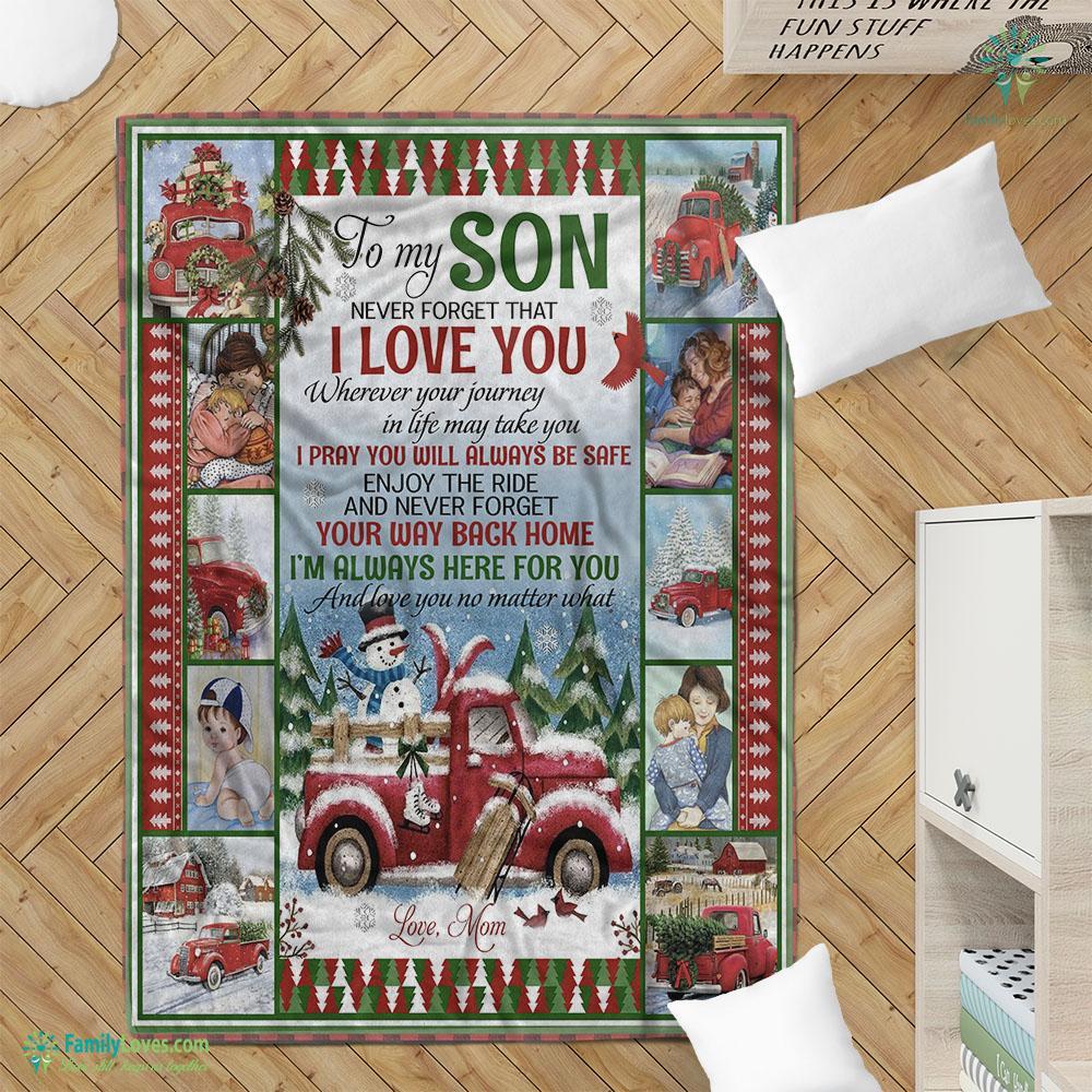 To My Son Red Truck Christmas Blanket 13