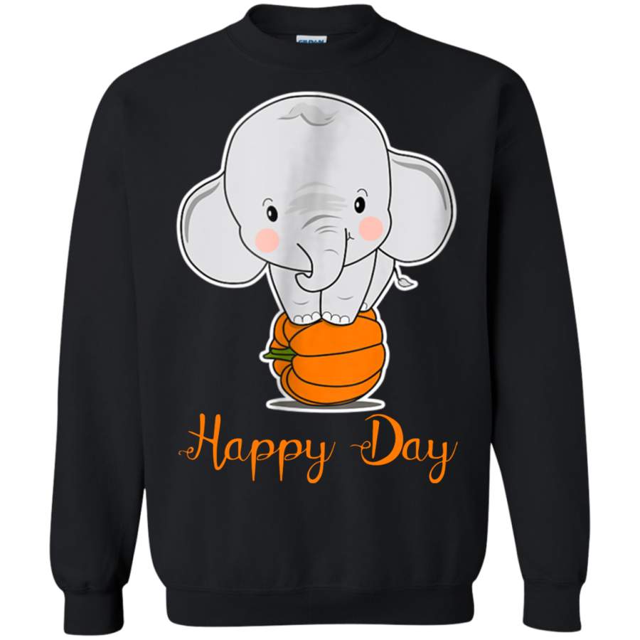 AGR Elephant Pumpkin Fall ‘Happy Day’- Cute AutumnHalloween Sweatshirt