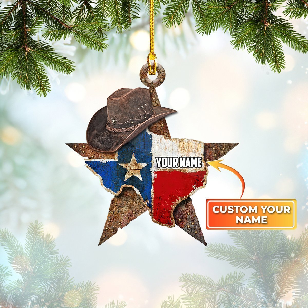 Texas Cowboy Hat Custom Shaped Ornament 44