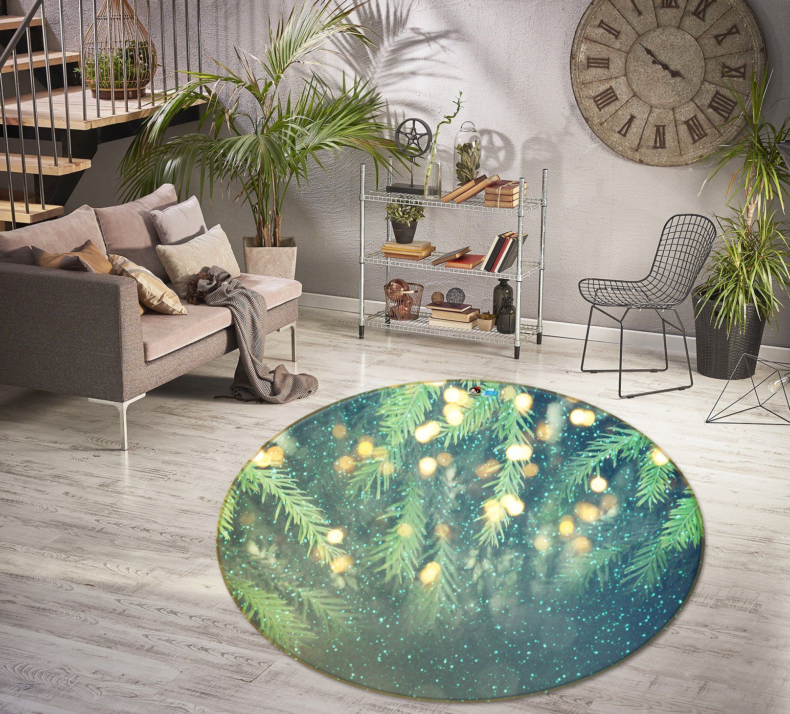 3D Branches 54151 Christmas Round Rug – Round Carpet Home Decor Xmas