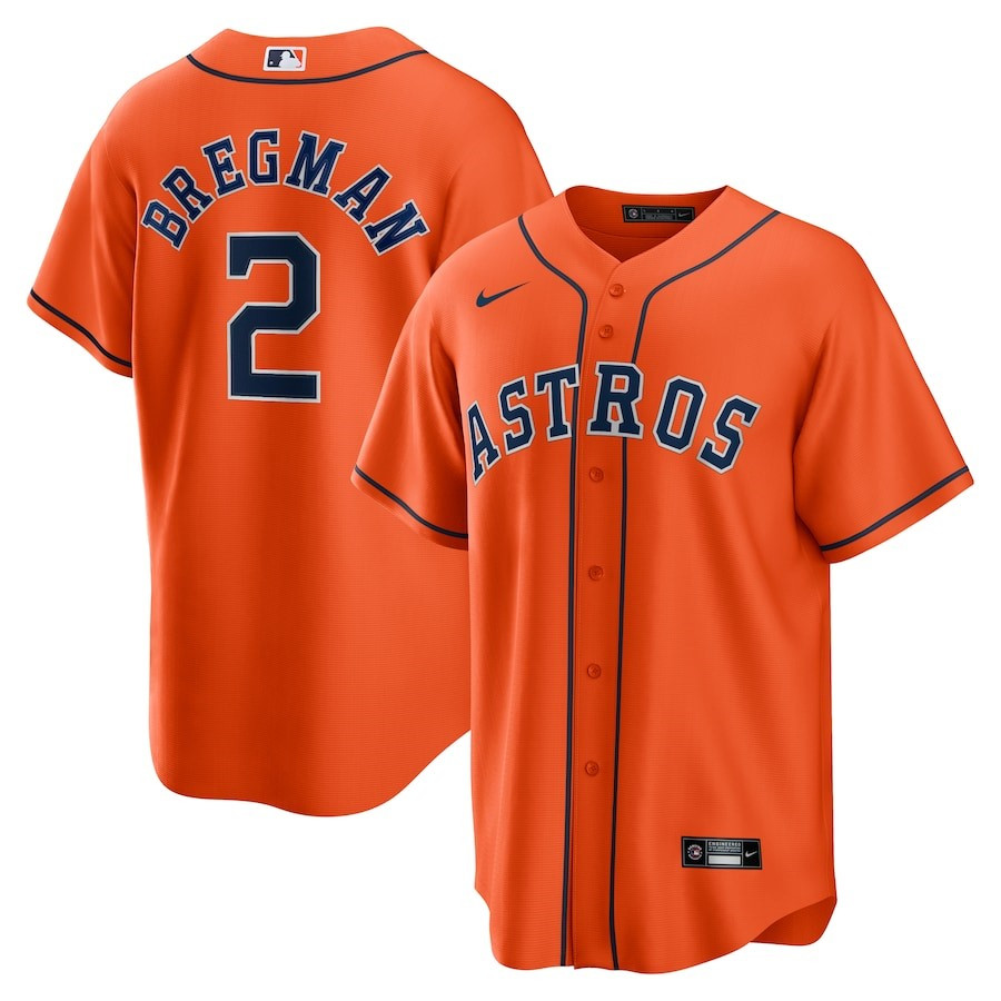 Alex Bregman 2 Houston Astros Alternate Player Name Jersey – Orange