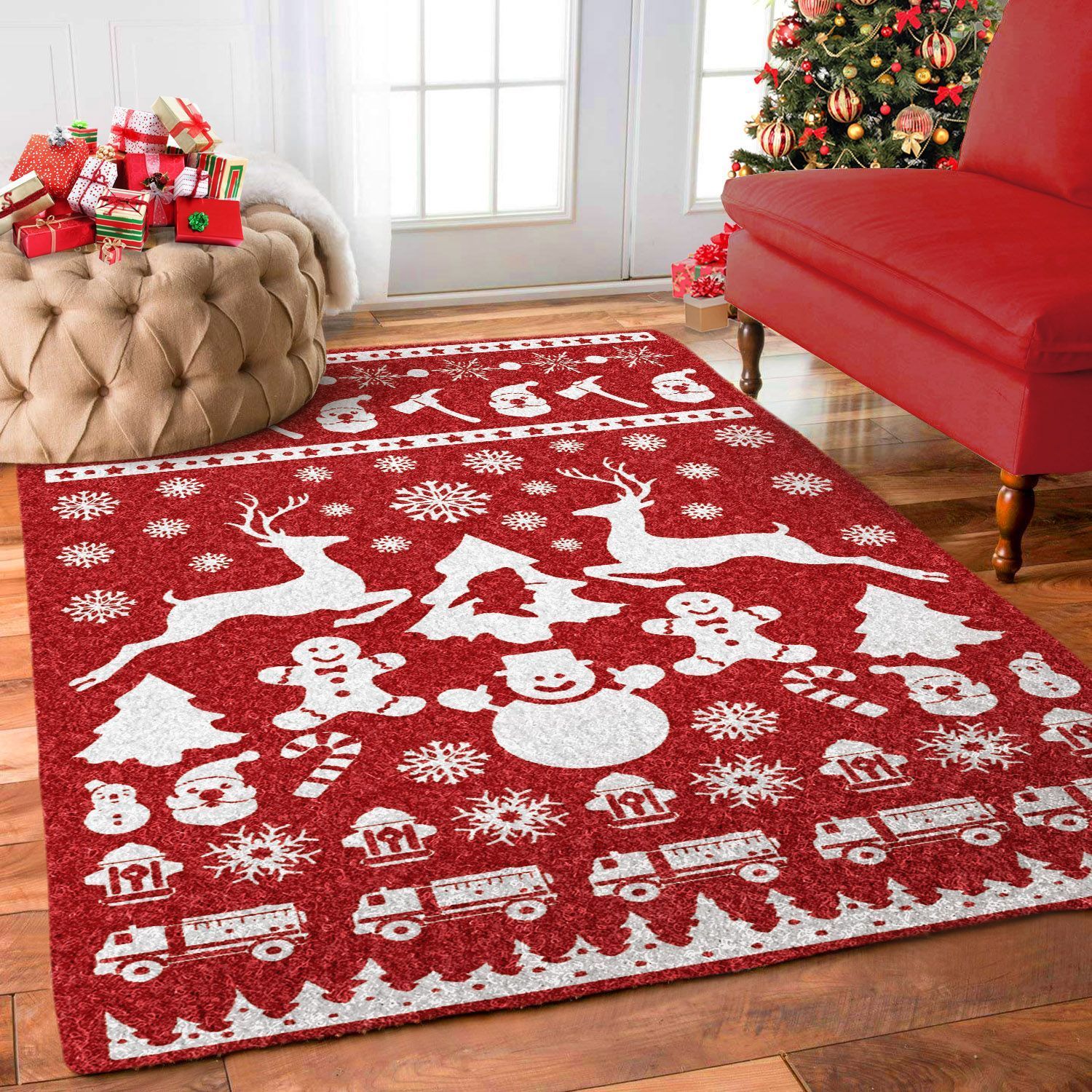 Ugly Christmas Holiday Firefighter NN0711171M Rug