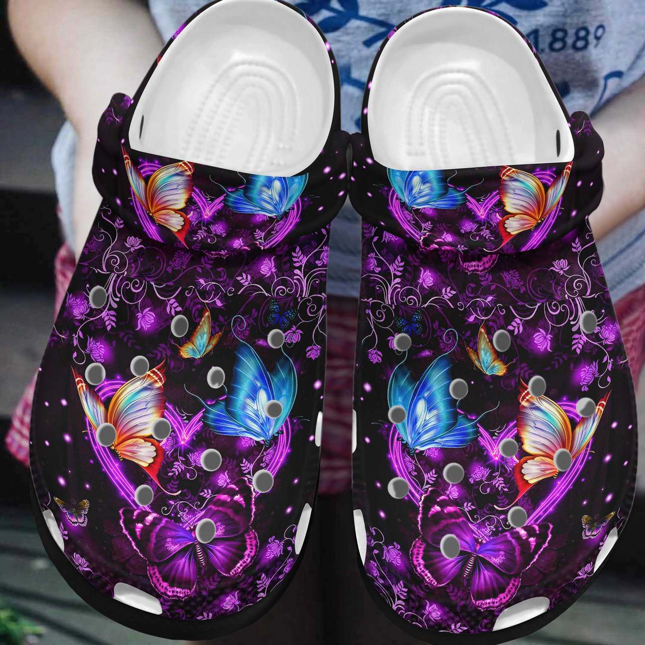 Butterfly Personalized Clog, Custom Name, Text, Color, Number Fashion Style For Women, Men, Kid, Print 3D Starry Butterflies