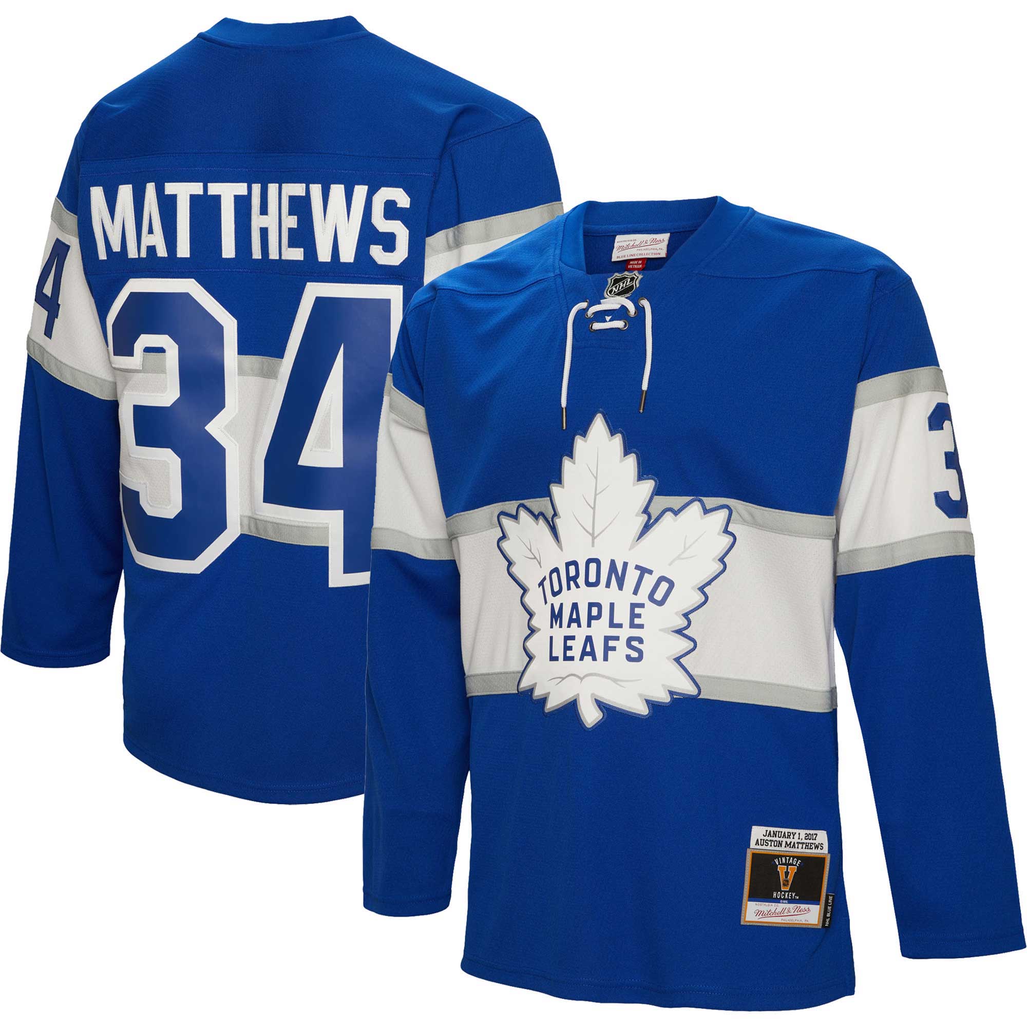 Men's Toronto Maple Leafs Auston Matthews Mitchell & Ness Blue 2017 Winter Classic Blue Line Player Jersey