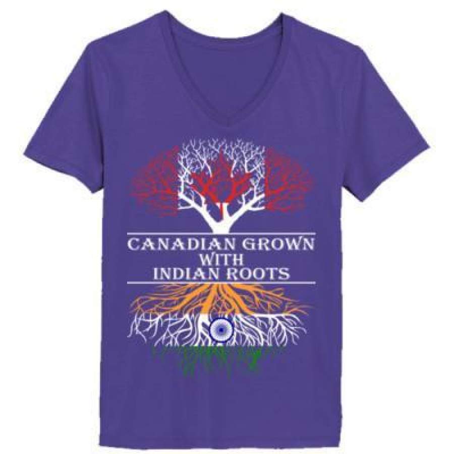 AGR Canadian Grown With Indian Roots – Ladies’ V-Neck T-Shirt