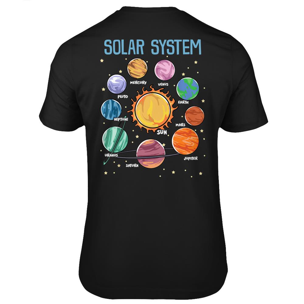 Solar System Planets Science Space Boys Girls Stem T Shirts Print On Back