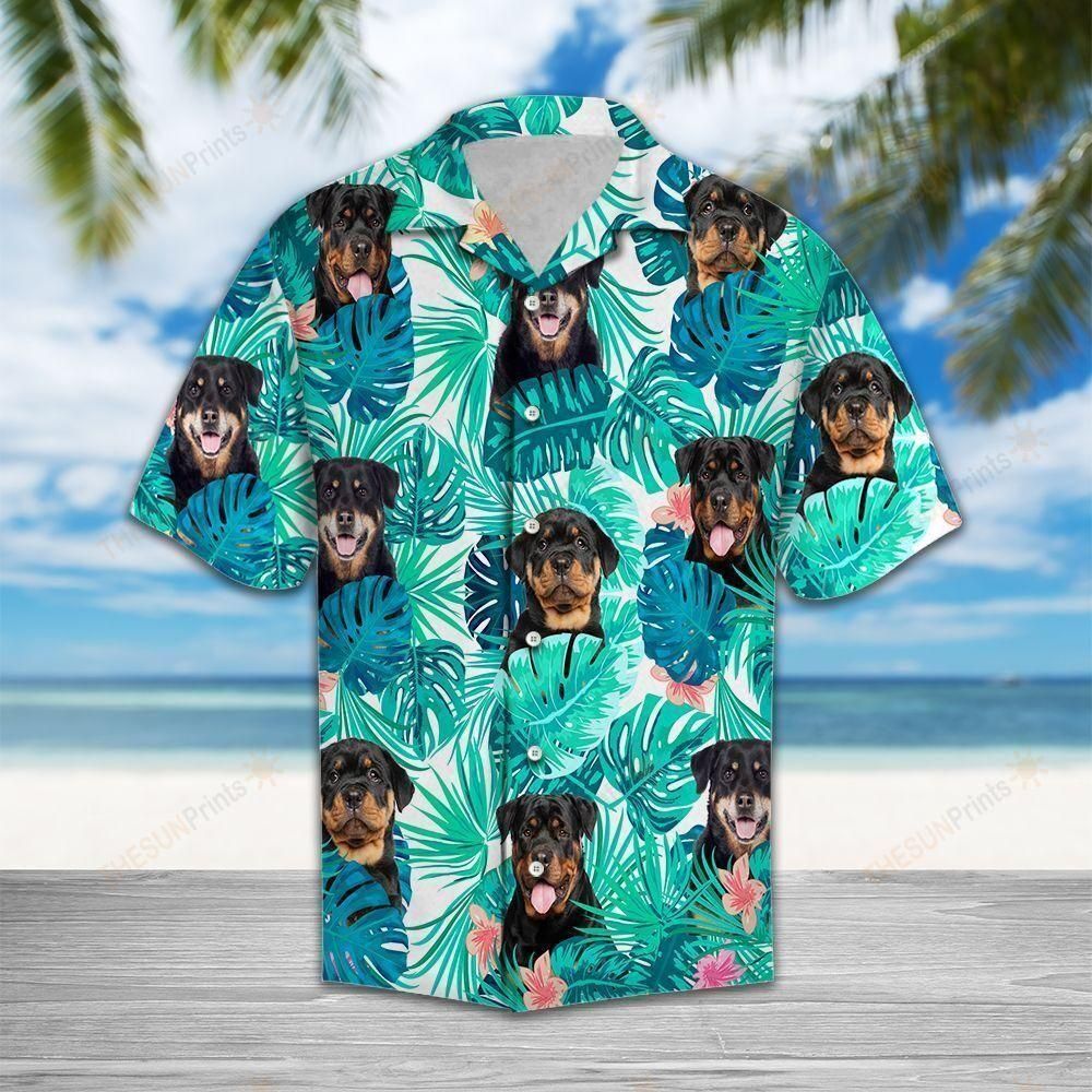 Tropical Rottweiler Aloha Hawaiian Shirt Colorful Short Sleeve Summer Beach Casual Shirt For Men And Women