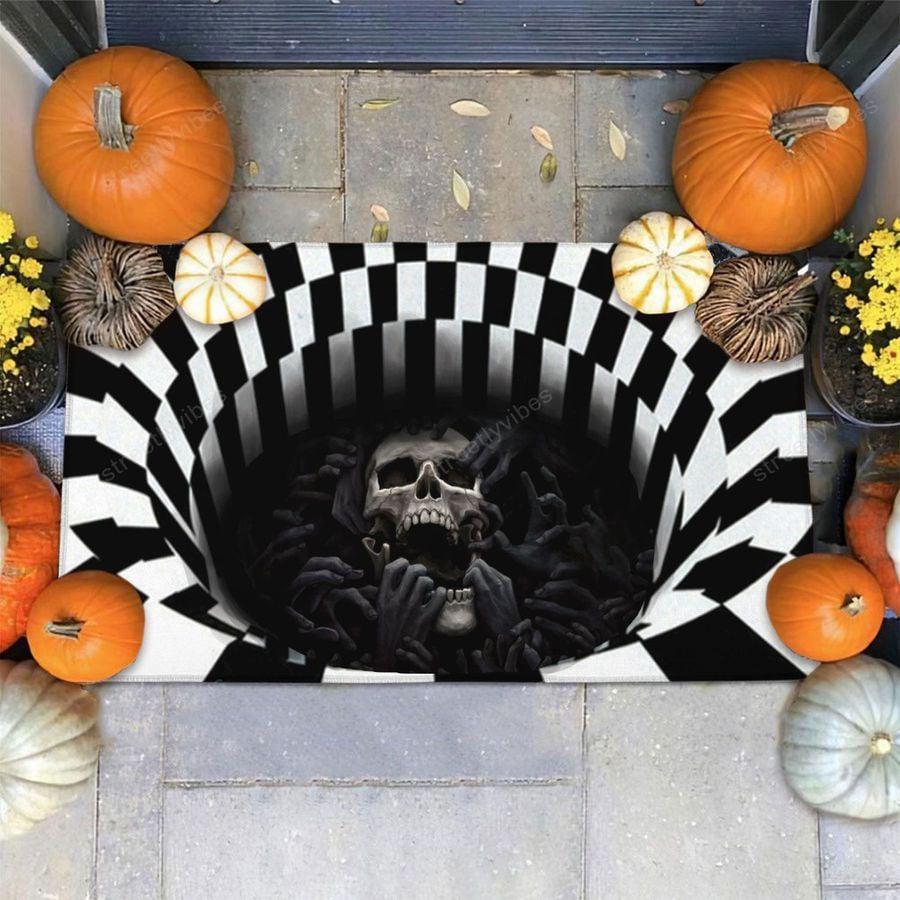 Skull Lillusion 3D Halloween Doormat, Funny Doormat Gift For Thanksgiving Halloween Christmas