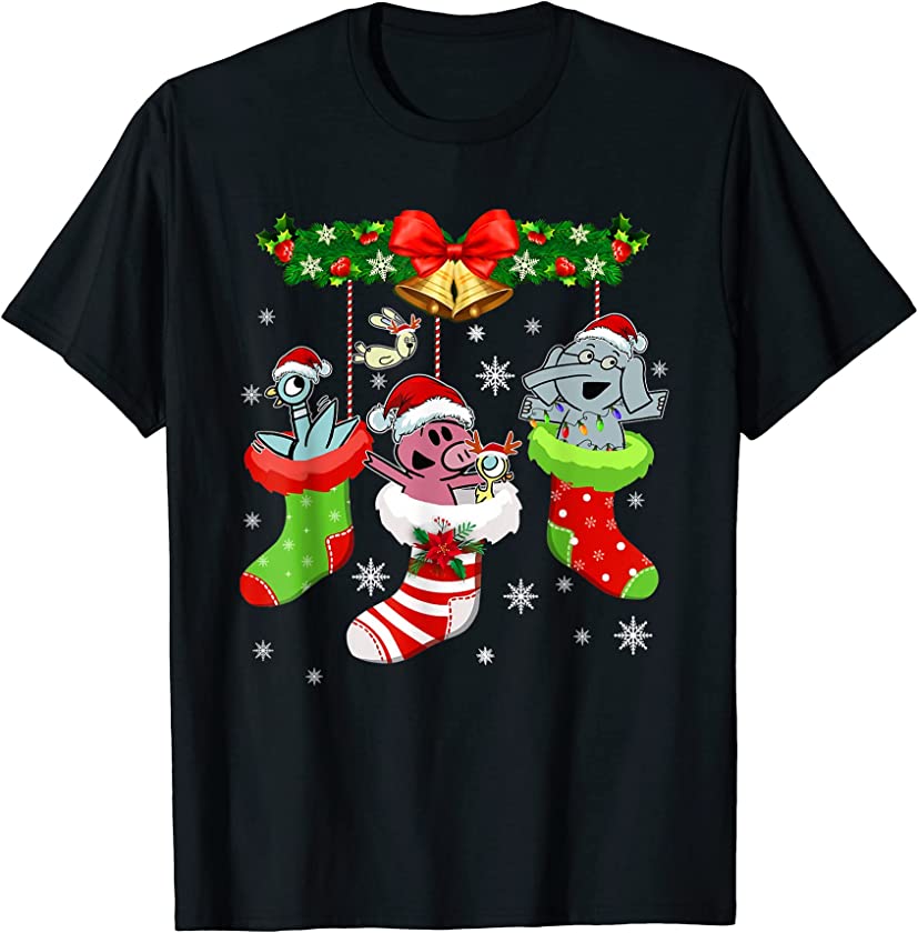 Funny Red Plaid Elephant Pig Christmas Tree Pajama Xmas T-Shirt