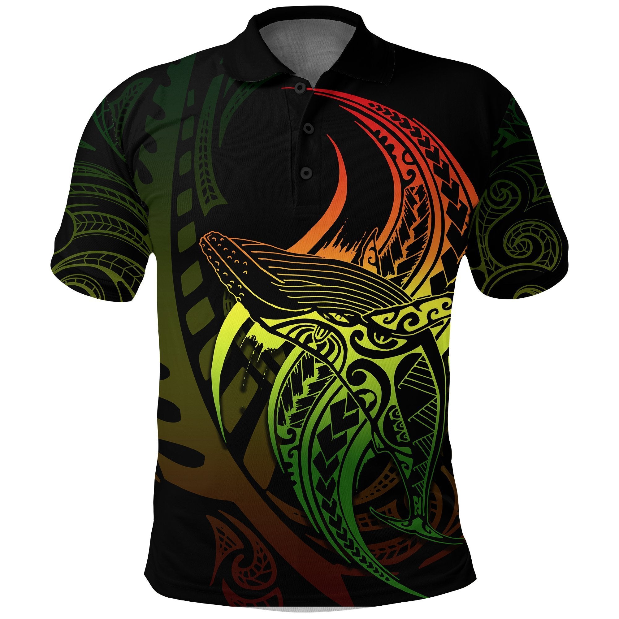 Maori Polo Shirt Whale Tattoo, Humpback Whales New Zealand Golf Shirt Rasta