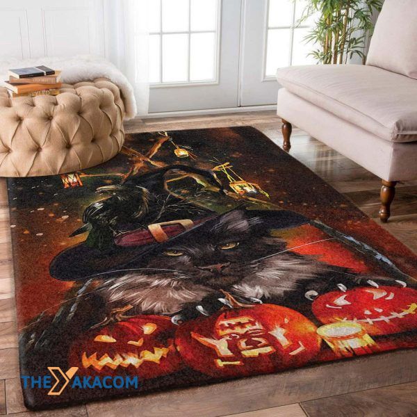 Big Boss Cat Happy Halloween Rectangle Area Rug Floor Decor