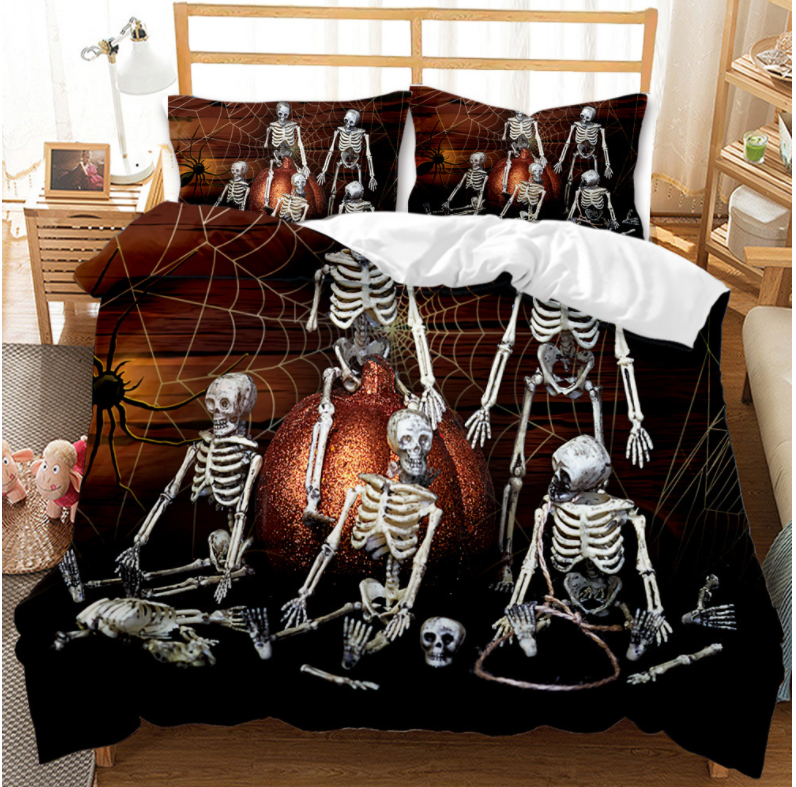 3D Halloween Skeleton Quilt Cover Set Bedding Set Duvet Cover Pillowcases 10