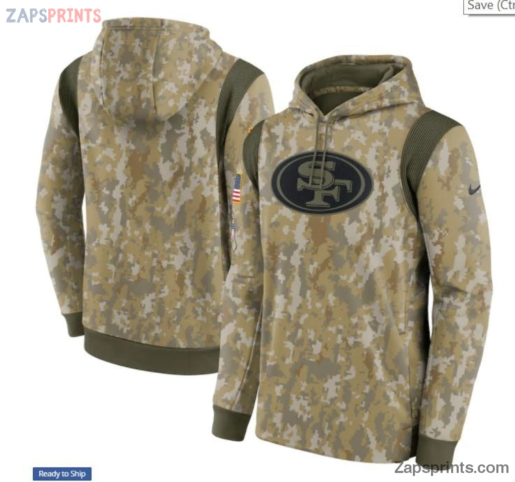 Men Camo San Francisco 49Ers 2021 Salute To Service Therma Performance Pullover Hoodie