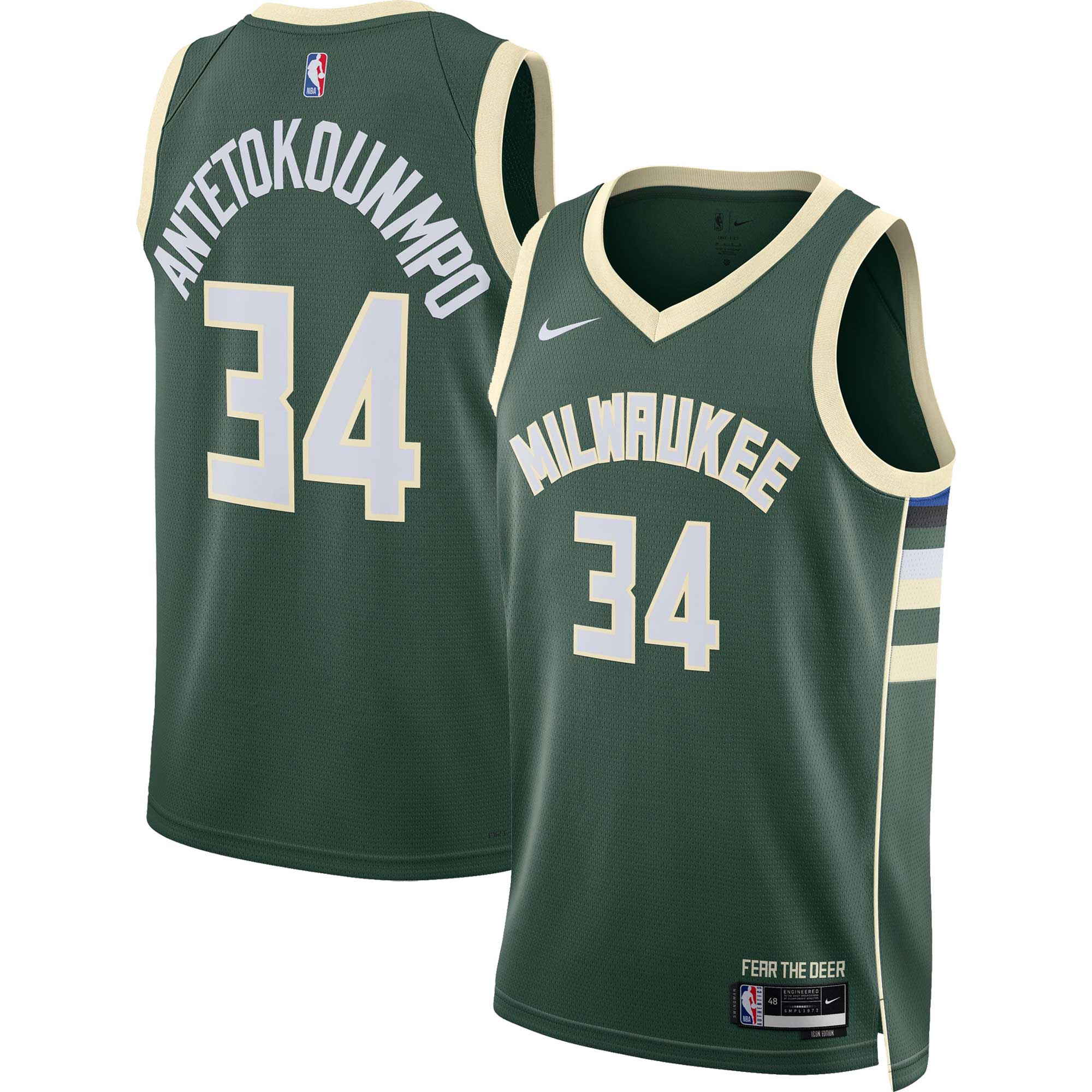 Giannis Antetokounmpo Milwaukee Bucks Unisex Swingman Jersey – Icon Edition – Hunter Green