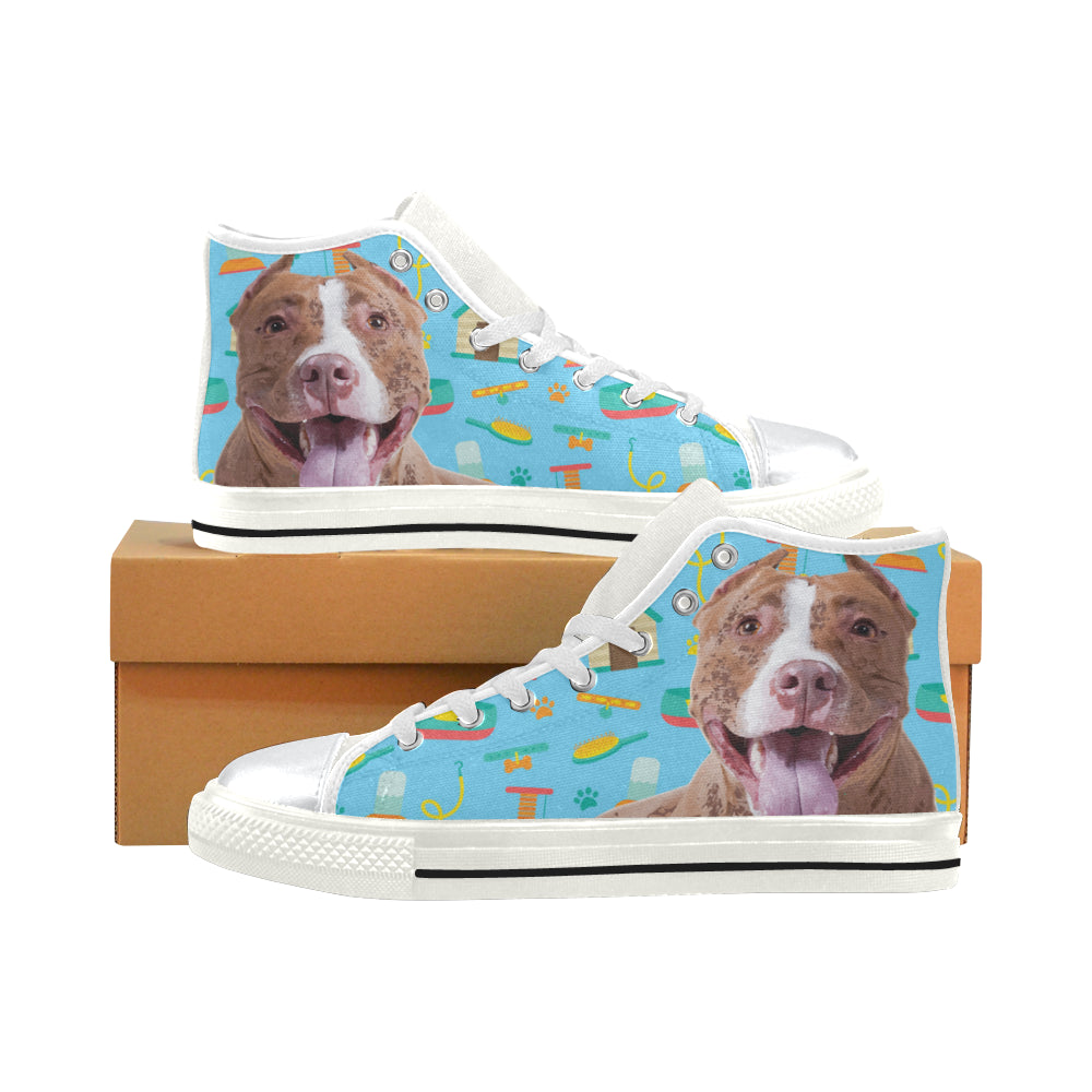 Pit bull White High Top Canvas Shoes for Kid