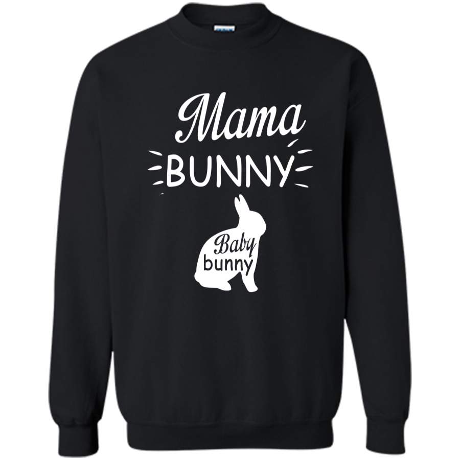 Mama Bunny Cute Easter Pregnancy Announcement Shirt Printed Crewneck Pullover Sweatshirt 8 oz