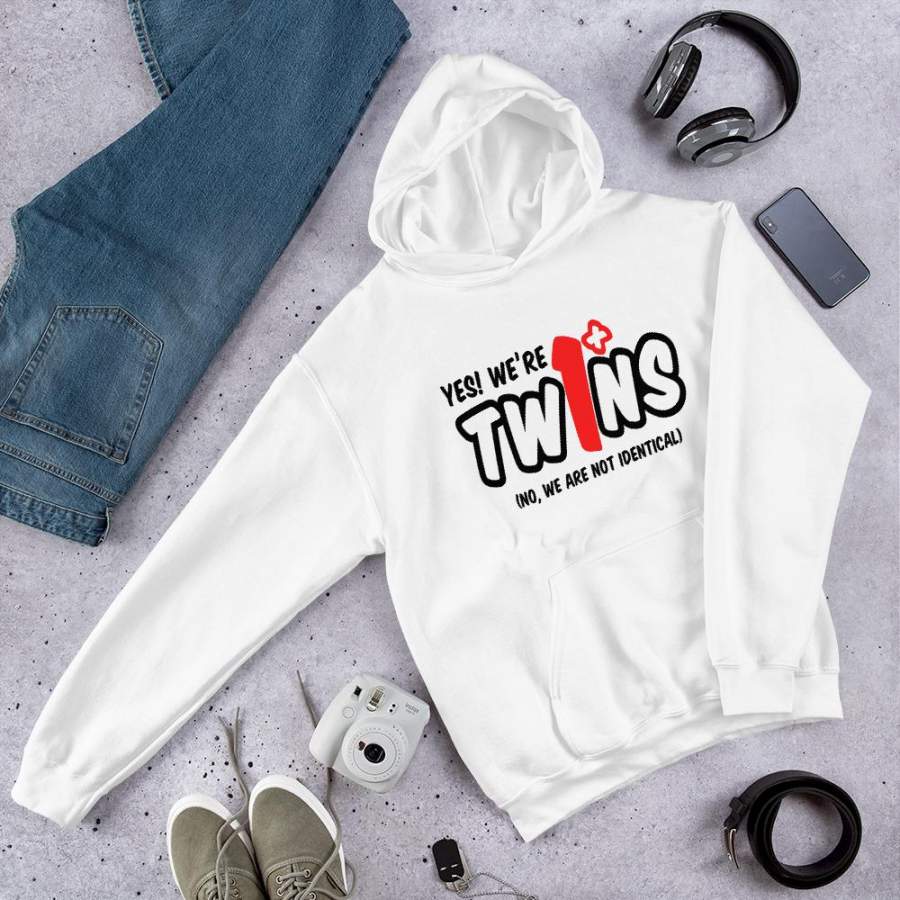 We’re Twins We Are not Identical Hoodie Twins Couple Hoodie Best Friends Hoodie Gift to Twins S-5XL Plus Size Light Color Unisex Hoodie