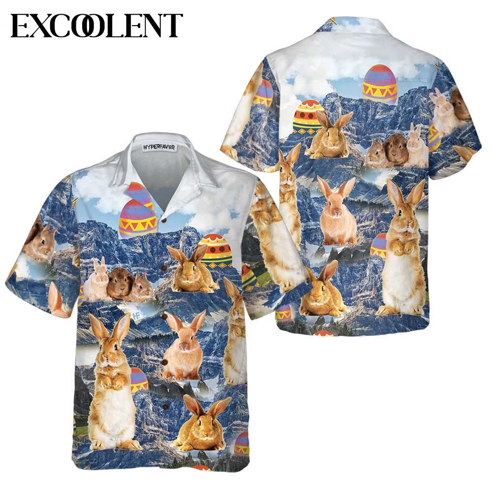 Bunny And Easter Egg Mens Hawaiian Shirt – Easter Shirts For Adults – Easter Gift